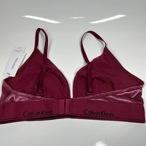 Calvin Klein bra women unlined sans double burgundy bra triangle size XL chic - Picture 2 of 13